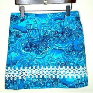 Lilly Pulitzer Holy Grail Dark N Stormy Skirt Size 6 💙🦭